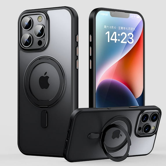 ELEHOLD Case for For iPhone 11 Magnetic Clear 360° Ring Stand Case Rugged Cover, MagSafe Compatible, Military Standard Protection, Black