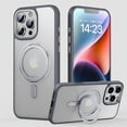 thumbnail image 1 of ELEHOLD Case for For iPhone 14 Pro Magnetic Clear 360° Ring Stand Case Rugged Cover, MagSafe Compatible, Military Standard Protection,  Gray, 1 of 6