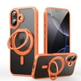 thumbnail image 1 of ELEHOLD Case for For iPhone 17 Magnetic Clear 360° Ring Stand Case Rugged Cover, MagSafe Compatible, Military Standard Protection,Orange, 1 of 6