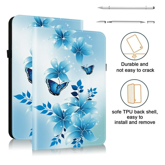 ELEHOLD Case for Galaxy Tab S10 FE+, Shockproof PU Leather Flip Case with Card Slots and Stand, 3-in-1 Stylus Included,K