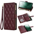 thumbnail image 1 of ELEHOLD Case for Google Pixel 6a, Heavy Duty Zipper Leather Wallet Case with Credit Card Holder Stand & Crossbody Strap,Winered, 1 of 6