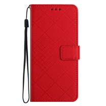ELEHOLD Case for Google Pixel 6a, Leather Wallet Case Stand Cover with Wrist Strap,Red
