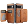 thumbnail image 1 of ELEHOLD Case for Google Pixel 7 Pro, Shockproof Magnetic Leather Wallet Case with Hand Grip & Kickstand & RFID Blocking,Brown, 1 of 5