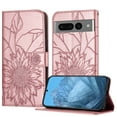 thumbnail image 1 of ELEHOLD Case for Google Pixel 7 Pro, Sunflower Embossed Leather Wallet Case with Magnetic Closure & Kickstand,Rosegold, 1 of 6