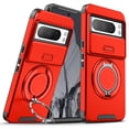 thumbnail image 1 of ELEHOLD Case for Google Pixel 7 Pro, TPU+PC Shockproof Military Grade Case Built-in Ring Holder Kickstand,Red, 1 of 10