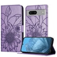 thumbnail image 1 of ELEHOLD Case for Google Pixel 7, Sunflower Embossed Leather Wallet Case with Magnetic Closure & Kickstand,Purple, 1 of 6
