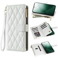 thumbnail image 1 of ELEHOLD Case for Google Pixel 7A, Heavy Duty Zipper Leather Wallet Case with Credit Card Holder Stand & Crossbody Strap,White, 1 of 6