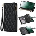 thumbnail image 1 of ELEHOLD Case for Google Pixel 8, Heavy Duty Zipper Leather Wallet Case with Credit Card Holder Stand & Crossbody Strap,Black, 1 of 6