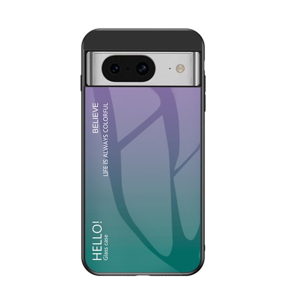 ELEHOLD Case for Google Pixel 8, Lightweight Gradient Glass Case Ultra Slim Shockproof Cover,Purple