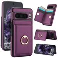 thumbnail image 1 of ELEHOLD Case for Google Pixel 8 Pro,Business PU Leather Stand Case with Card Holder & Ring Holder,Deeppurple, 1 of 8