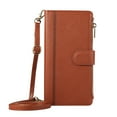 thumbnail image 1 of ELEHOLD Case for Google Pixel 8A, Luxury Zipper Leather Wallet Crossbody Phone Case with Wrist Strap & Folio Stand,Brown, 1 of 9