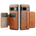 thumbnail image 1 of ELEHOLD Case for Google Pixel 8A, Shockproof Magnetic Leather Wallet Case with Hand Grip & Kickstand & RFID Blocking,Brown, 1 of 8