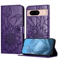 thumbnail image 1 of ELEHOLD Case for Google Pixel 8A, Sunflower Embossed Leather Wallet Case with Magnetic Closure & Kickstand,Darkpurple, 1 of 6