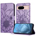 thumbnail image 1 of ELEHOLD Case for Google Pixel 8A, Sunflower Embossed Leather Wallet Case with Magnetic Closure & Kickstand,Purple, 1 of 6