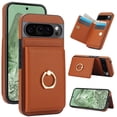 thumbnail image 1 of ELEHOLD Case for Google Pixel 9 / 9 Pro,Business PU Leather Stand Case with Card Holder & Ring Holder,Brown, 1 of 7