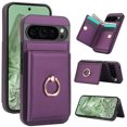thumbnail image 1 of ELEHOLD Case for Google Pixel 9 / 9 Pro,Business PU Leather Stand Case with Card Holder & Ring Holder,Deeppurple, 1 of 7