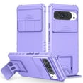 thumbnail image 1 of ELEHOLD Case for Google Pixel 9/9 Pro, Shockproof Full Body Case Built in Slide Camera Lens Cover & Invisible Kickstand,Purple, 1 of 11