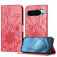 thumbnail image 1 of ELEHOLD Case for Google Pixel 9 / 9 Pro, Sunflower Embossed Leather Wallet Case with Magnetic Closure & Kickstand,Rose, 1 of 6