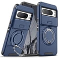thumbnail image 1 of ELEHOLD Case for Google Pixel 9 / 9 Pro, TPU+PC Shockproof Military Grade Case Built-in Ring Holder Kickstand,Blue, 1 of 10