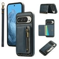 thumbnail image 1 of ELEHOLD Case for Google Pixel 9 / 9 Pro, Zipper Leather Wallet Case with Card Holder Stand,Blue, 1 of 6
