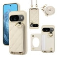 thumbnail image 1 of ELEHOLD Case for Google Pixel 9 Pro XL,Detachable Lanyard Crossbody Leather Wallet Case with Ring Holder & Mirror,White, 1 of 9
