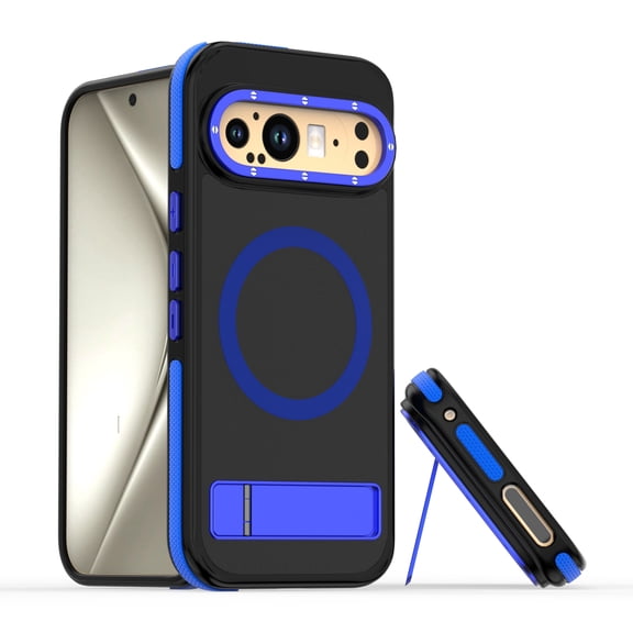 ELEHOLD Case for Google Pixel 9 Pro XL, Military-Grade Protective Magnetic Phone Case with  Adjustable Kickstand,Blue
