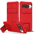 thumbnail image 1 of ELEHOLD Case for Google Pixel 9 Pro XL, Shockproof Full Body Case Built in Slide Camera Lens Cover & Invisible Kickstand,Red, 1 of 11