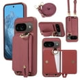 thumbnail image 1 of ELEHOLD Case for Google Pixel 9 Pro XL, Shockproof PU Leather Crossbody Wallet Case with Wrist Strap & Kickstand & Card Holder,Winered, 1 of 8