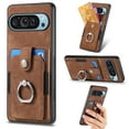 thumbnail image 1 of ELEHOLD Case for Google Pixel 9 Pro XL, Wallet Shockproof Magnetic Closure Case with Ring Holder & Card Slots PU Leather Soft TPU Back Cover,Brown, 1 of 6