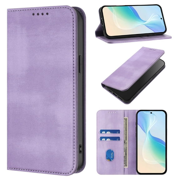 ELEHOLD Case for Google Pixel 9A, RFID Vintage Wallet Phone Case, Magnetic Closure Leather Cover Built-in Stand,Purple