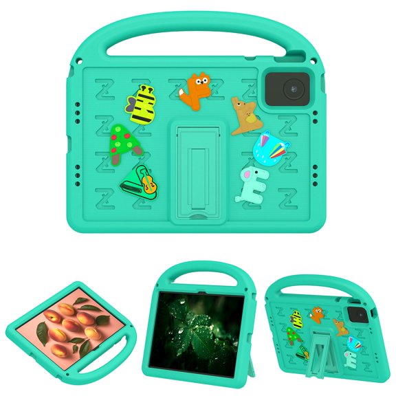 ELEHOLD Case for Lenovo Tab M11, Fun Animal Design EVA Durable Case with Handle & Stand & Strap, Easy Carry for Children,Green
