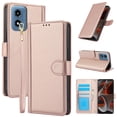 thumbnail image 1 of ELEHOLD Case for Moto G Play 4G 2024, Shockproof PU Leather Crossbody Wallet Stand Case with Credit Card Holder & Wrist Strap,Rosegold, 1 of 7