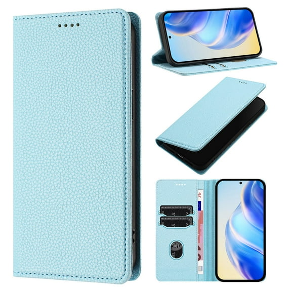 ELEHOLD Case for Moto G Power (2025), RFID Wallet Phone Case with Magnetic Closure, TPU + Faux Leather Cover Built-in Stand,Skyblue