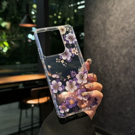 ELEHOLD Case for Moto G Stylus 5G (2024), Elegant Transparent Floral Shockproof Phone Case, Fingerprint Resistant Cover,G