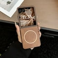 thumbnail image 1 of ELEHOLD Case for Motorola Razr+ 2025/Razr+ 2024, Slim Shockproof Magnetic Leather Phone Case Hybrid Cover, Wireless Charging Compatible,Brown, 1 of 7