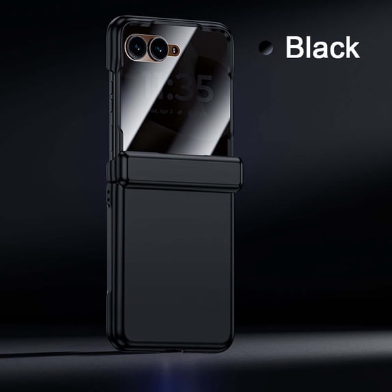 ELEHOLD Case for Motorola Razr 60 Ultra, Slim Hard PC Shockproof Protective Cover with Built-in Tempered Glass Screen Protector Hinge Protection, A
