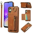 thumbnail image 1 of ELEHOLD Case for Samsung Galaxy A05, Zipper Leather Wallet Case with Card Holder Stand,Brown, 1 of 6