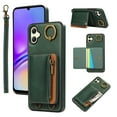 thumbnail image 1 of ELEHOLD Case for Samsung Galaxy A05, Zipper Leather Wallet Case with Card Holder Stand,Green, 1 of 6