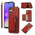thumbnail image 1 of ELEHOLD Case for Samsung Galaxy A05, Zipper Leather Wallet Case with Card Holder Stand,Red, 1 of 6