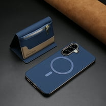 ELEHOLD Case for Samsung Galaxy A06, 2-in-1 Detachable Magnetic Zipper Leather Wallet Case with Card Holder, RFID Blocking Folio Flip Cover,Darkblue