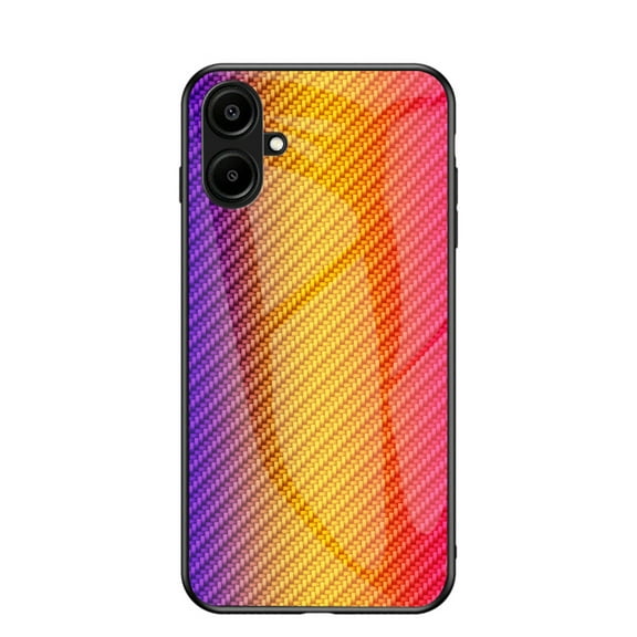 ELEHOLD Case for Samsung Galaxy A06, Shockproof Luxury Carbon Fiber Textured Glass Case Cover,Gold