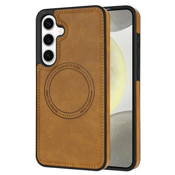 ELEHOLD Case for Samsung Galaxy A14 5G, Shockproof Slim Magnetic Leather Case, Compatible with MagSafe Accessories,Brown