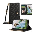 thumbnail image 1 of ELEHOLD Case for Samsung Galaxy A15, Shockproof PU Leather Zipper Wallet Case with Card Holder & Crossbody Lanyard & Wrist Strap,Black, 1 of 9