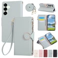 thumbnail image 1 of ELEHOLD Case for Samsung Galaxy A16 5G, Crossbody Wallet Phone Case with Zipper Card Holder, Detachable Strap Folio PU Leather Cover with Stand,Cyan, 1 of 9