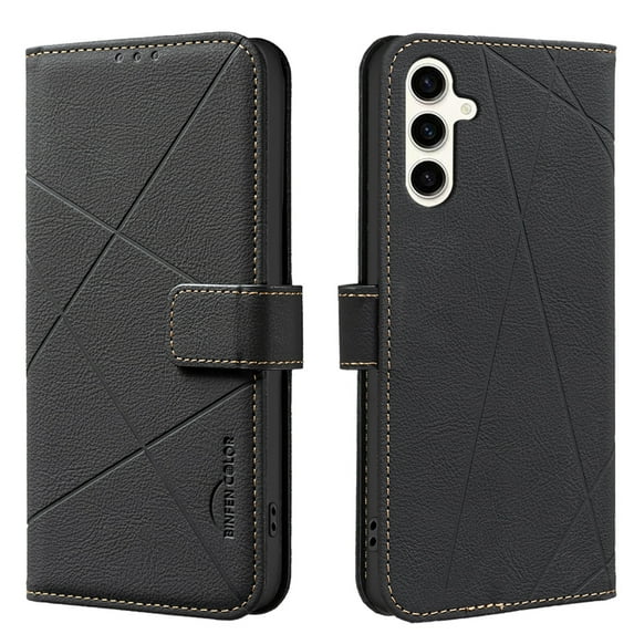 ELEHOLD Case for Samsung Galaxy A16 5G, RFID Blocking Leather Wallet Case, Flip Cover with Card Slots & Stand,Black