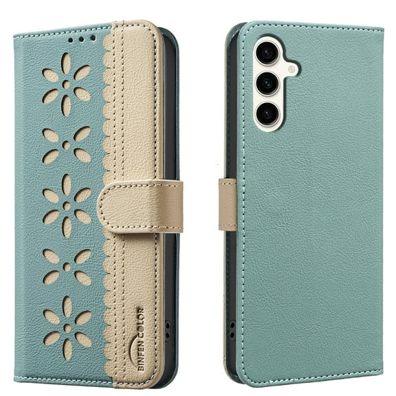 ELEHOLD Case for Samsung Galaxy A16 5G, RFID Blocking Wallet Phone Case with Kickstand, Flip Leather Cover with Card Slots,Green