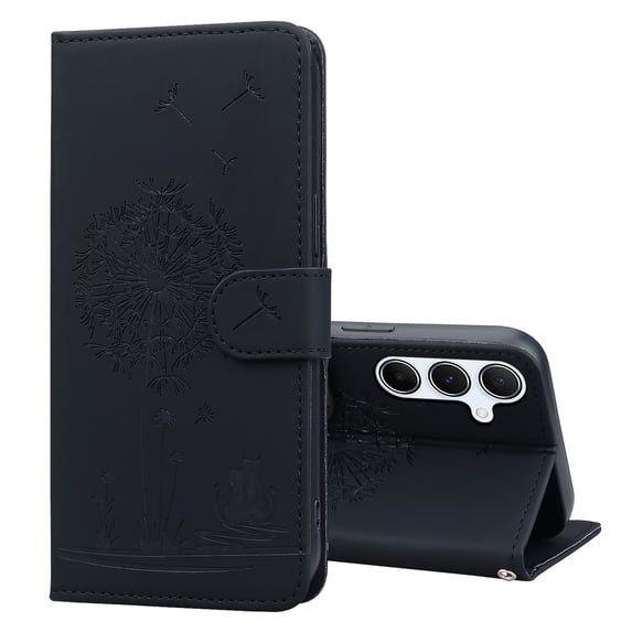 ELEHOLD Case for Samsung Galaxy A21s, Premium PU Leather Wallet Flip Case Folio Cover with Card Holder Kickstand,Black