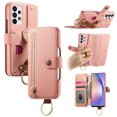 thumbnail image 1 of ELEHOLD Case for Samsung Galaxy A23 5G, RFID Blocking Zipper Leather Wallet Stand Case with Card Slot & Wrist Strap & Ring Holder,Pink, 1 of 10