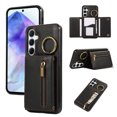 thumbnail image 1 of ELEHOLD Case for Samsung Galaxy A24 4G, Zipper Leather Wallet Crossbody Case with Detachable Ring Kickstand & Card SlotsBlack, 1 of 10