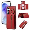 thumbnail image 1 of ELEHOLD Case for Samsung Galaxy A24 4G, Zipper Leather Wallet Crossbody Case with Detachable Ring Kickstand & Card SlotsRed, 1 of 10